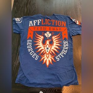 Affliction Navy and Orange Graphic Tee